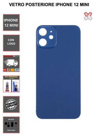 VETRO POSTERIORE PER IPHONE 12 MINI  CON LOGO