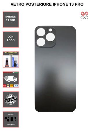 VETRO POSTERIORE PER IPHONE 13 PRO   CON LOGO