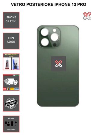 VETRO POSTERIORE PER IPHONE 13 PRO   CON LOGO