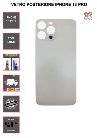 VETRO POSTERIORE PER IPHONE 13 PRO   CON LOGO
