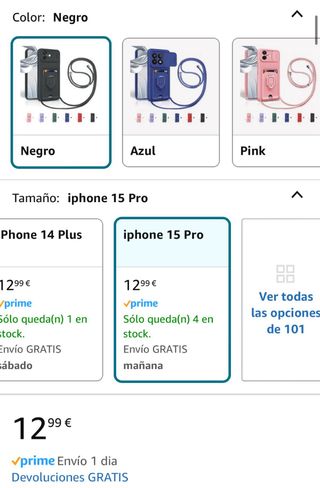 Funda iPhone 15 Pro con tarjetero y anillo