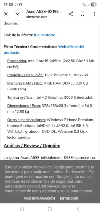 ASUS A53E Intel core I7 10GB Ram