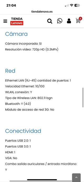 Ordenador portátil LENOVO