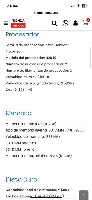 Ordenador portátil LENOVO