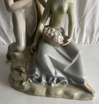 Lámpara antigua porcelana pareja con árbol Lladró