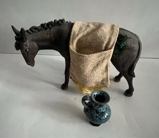 Figura belén antigua artesanía Serrano Burro