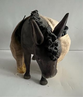 Figura belén antigua artesanía Serrano Burro