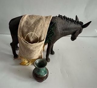 Figura belén antigua artesanía Serrano Burro