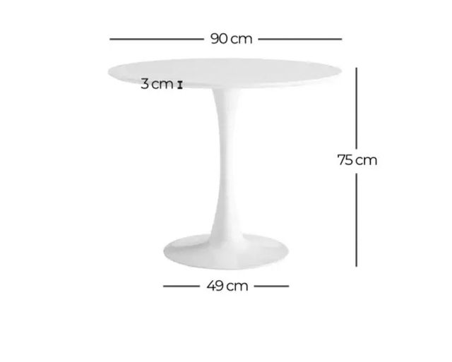 MESA SAN ANTONI Ø90 CM PATA BLANCA TAPA roble
