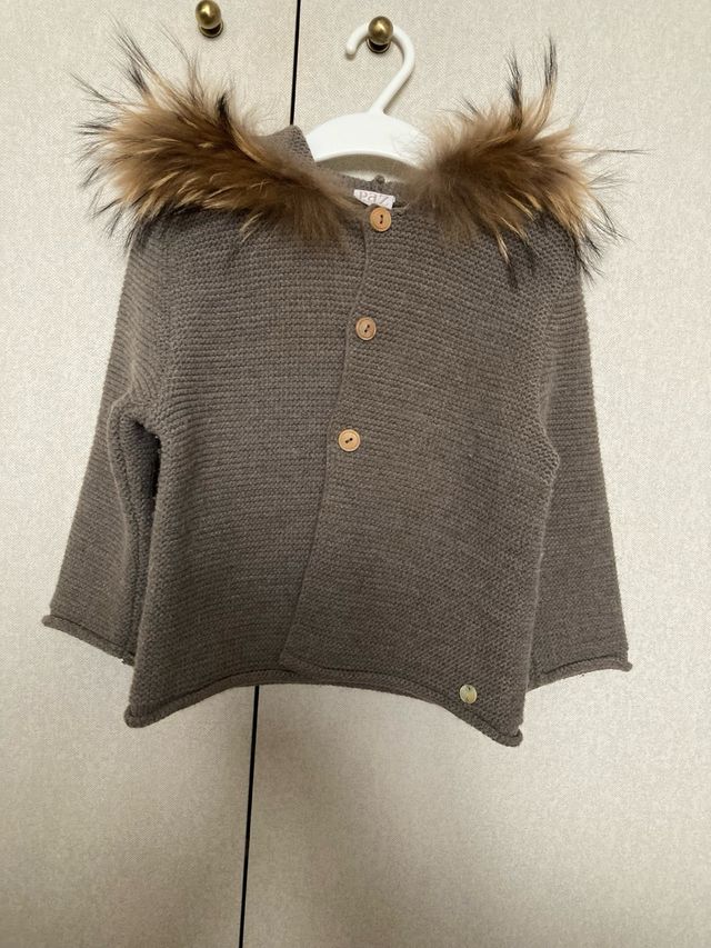 Chaqueta de vestie de punto y pelo natural bebe