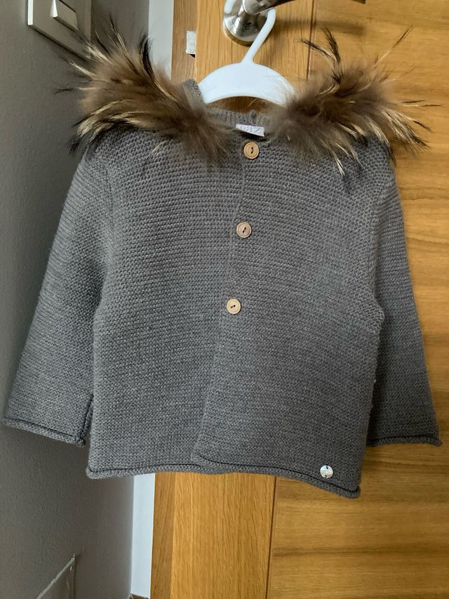 Chaqueta de vestie de punto y pelo natural bebe