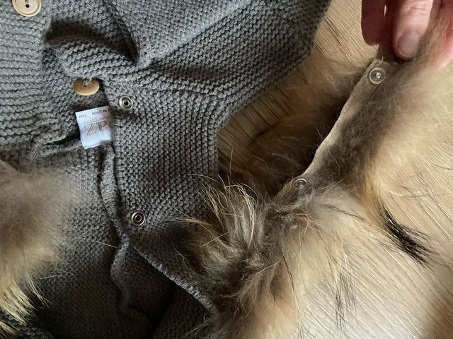 Chaqueta de vestie de punto y pelo natural bebe