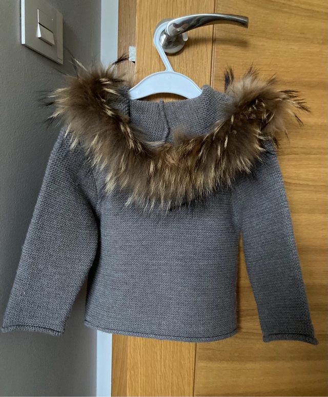 Chaqueta de vestie de punto y pelo natural bebe