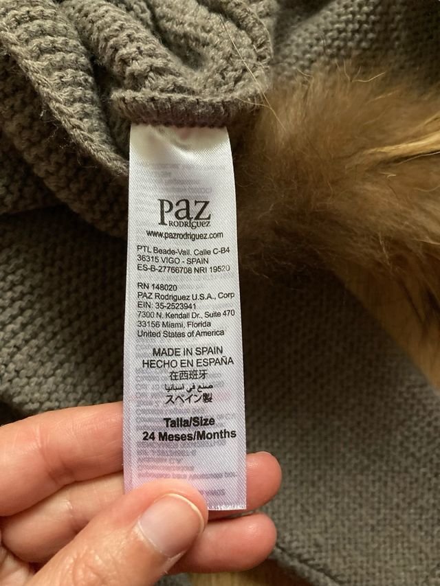 Chaqueta de vestie de punto y pelo natural bebe