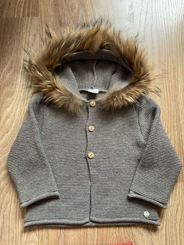 Chaqueta de vestie de punto y pelo natural bebe