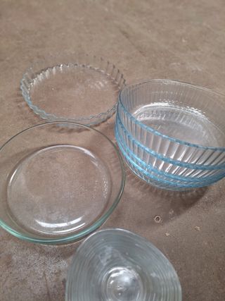 Juego de moldes y bandejas de cristal