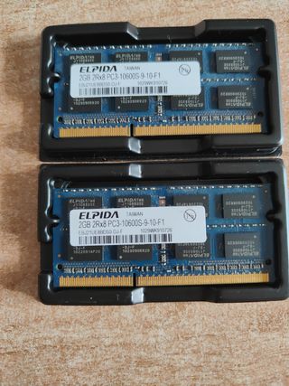 Memoria RAM 2+2 gigas DDR3 portatil