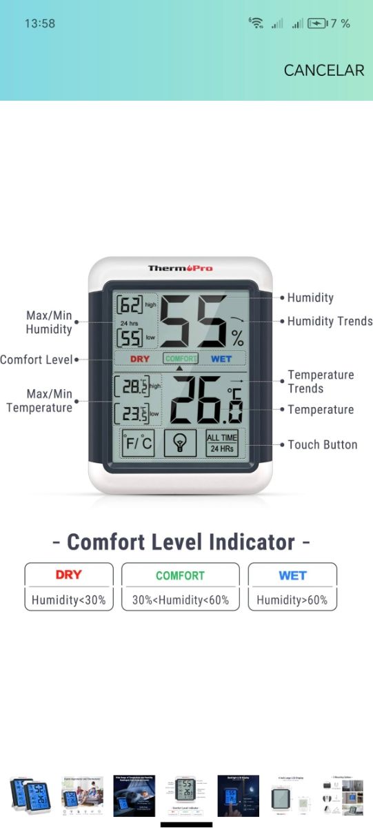 Medidor de temperatura y humedad digital