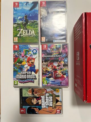 Nintendo Switch OLED Neon + accesorios + 5 juegos