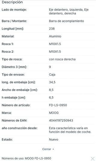 FD-LS-0950 Bieleta de suspensión FORD