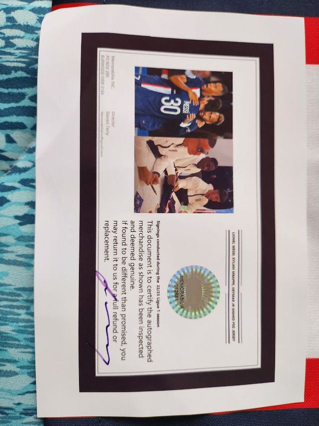 Maglia Psg autografata Messi Neymar Mbappe COA