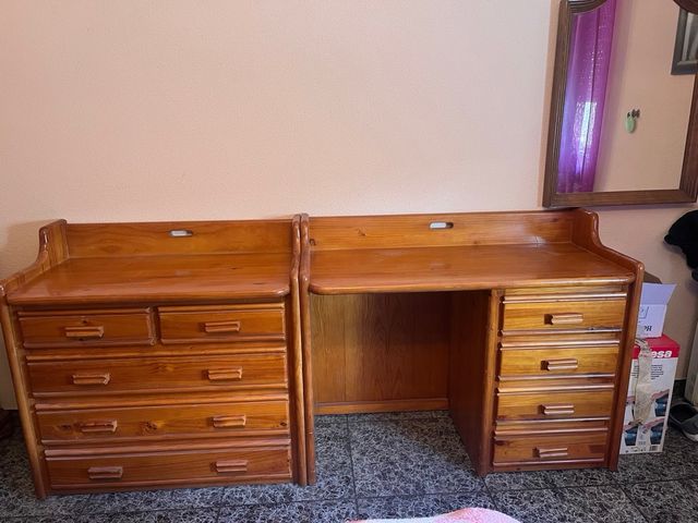 Conjunto de comoda y escritor madera
