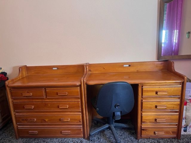 Conjunto de comoda y escritor madera