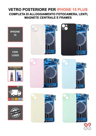 VETRO POSTERIORE COMPLETO PER IPHONE 15 PLUS