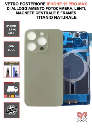 VETRO POSTERIORE COMPLETO PER IPHONE 15 PRO MAX