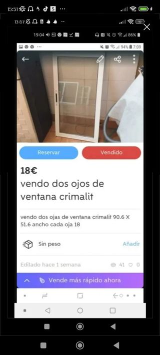Vendo oja ventana crimalit