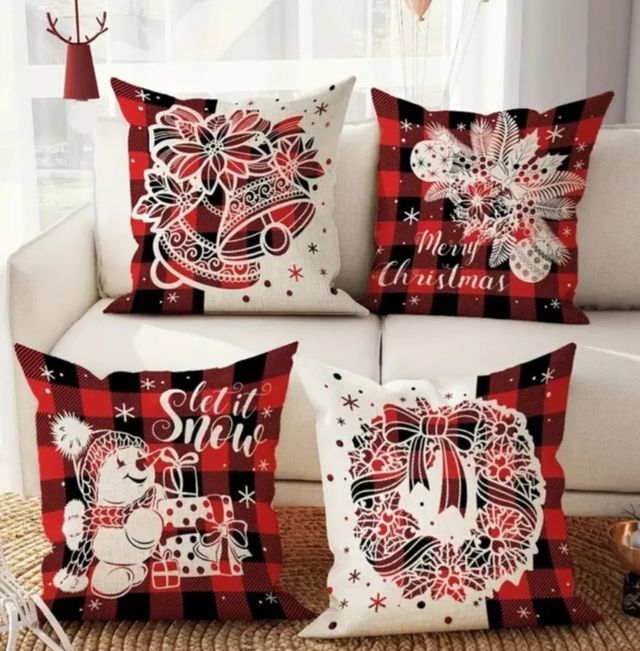Lote 4 capas de almofada 40x40cm. Motivos Natalinos