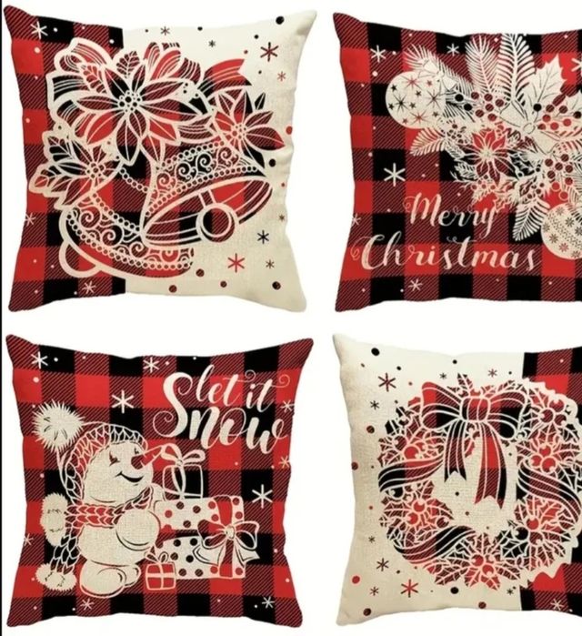 Lote 4 capas de almofada 40x40cm. Motivos Natalinos