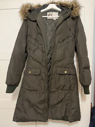 Abrigo de plumas verde mujer
