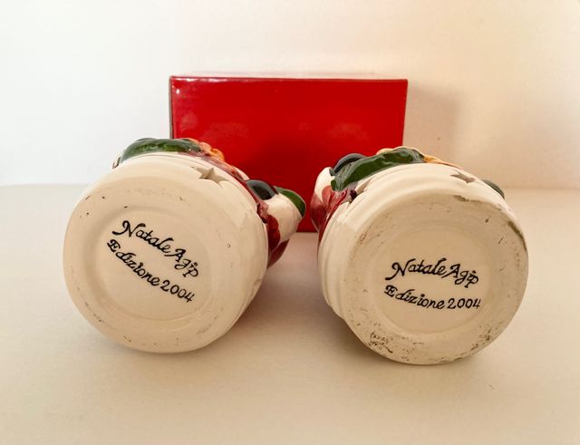 Set di 2 Portacandele e Scatola Babbo Natale Agip