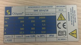 Elettromandrino pinza fissa ER32 5Kw 