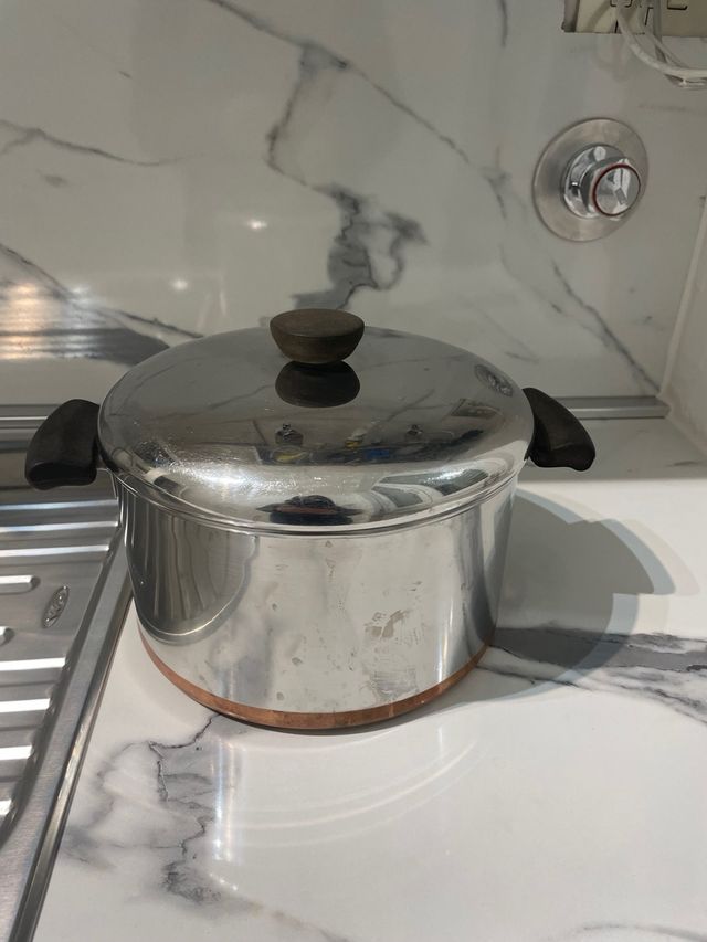 Padella base rame con coperchio D 26 cm