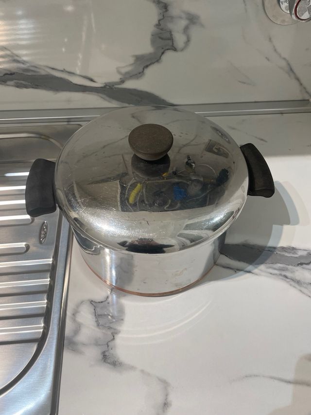 Padella base rame con coperchio D 26 cm