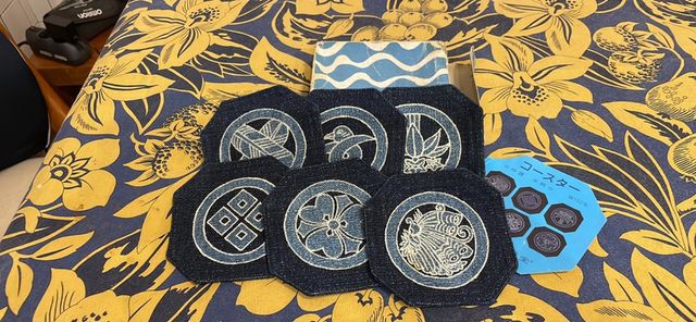 set di 6 sottobicchieri giapponesi in tessuto