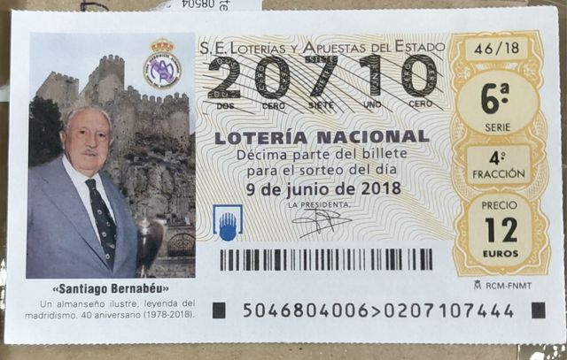 Decimo loteria colec Santiago Bernabeu