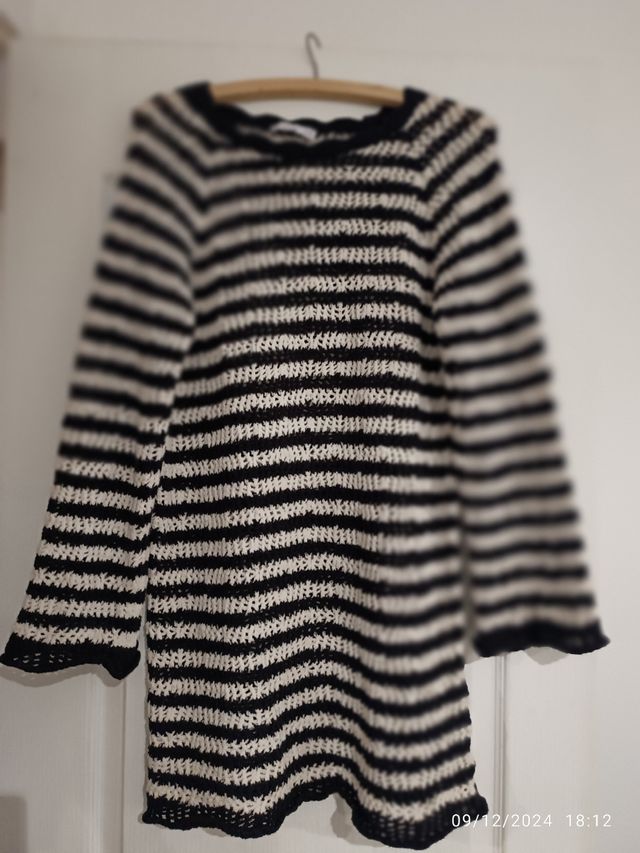 Jersey rayas blanco negras largo M