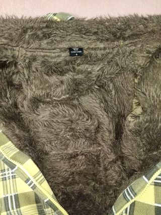 Sudadera amarilla, cuadros, hombre, M