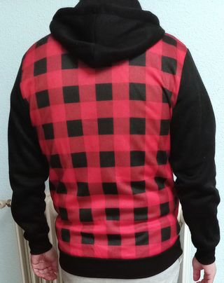 Sudadera roja/negra,cuadros, hombre, XL 