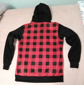 Sudadera roja/negra,cuadros, hombre, XL 