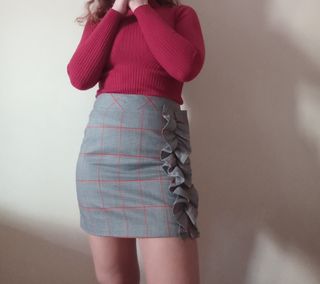 Falda de cuadros de cintura alta