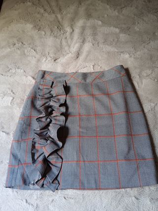 Falda de cuadros de cintura alta