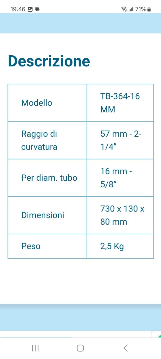 Piegatubo a Leva 16mm