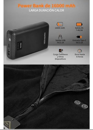 Chaqueta calefactable batería 16000mah.