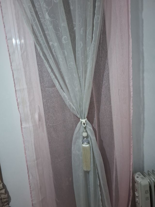 Cortinas de habitacion 4 pares 2 rosas y 2 grises 