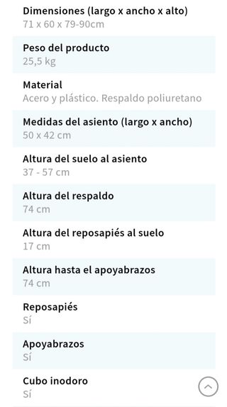 Silla de transferencia, WC y ducha