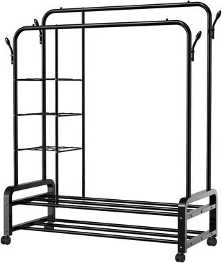 PACK DE 3 PERCHERO CON RUEDAS, ESTANTERIA NEGRO